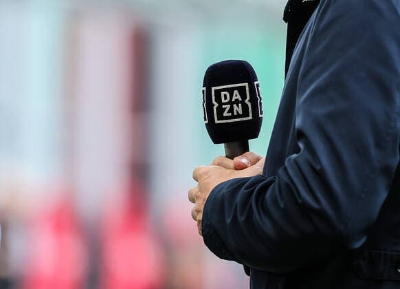 DAZN television during the Serie A 2020 21 football match between AC Milan vs Genoa CFC at the Giuseppe Meazza Stadium, Milan, Italy on April 18, 2021 - Photo FCI Fabrizio Carabelli LiveMedia  Copyright: xLiveMedia FabrizioxCarabellix xIx xLiveMediax 0
