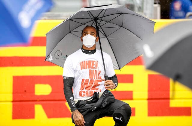 HAMILTON Lewis (gbr), Mercedes AMG F1 GP W12 E Performance, portrait during the Formula 1 Pirelli Gran Premio Del Made In Italy E Dell emilia Romagna 2021 from April 16 to 18, 2021 on the Autodromo Internazionale Enzo e Dino Ferrari, in Imola, Italy - FORMULE 1 : Grand prix Emilie Romagne - Imola - Course - 18 04 2021 DPPI Panoramic 