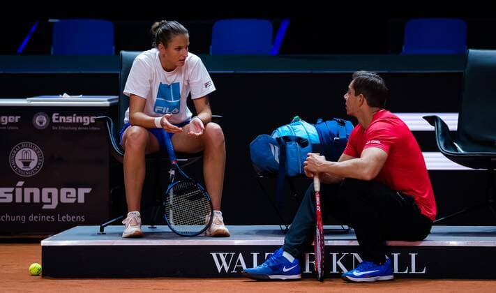 Mandatory Credit: Photo by Rob Prange Shutterstock (11864525m) Karolina Pliskova of the Czech Republic during practice ahead of the 2021 Porsche Tennis Grand Prix WTA, Tennis Damen 500 tournament Porsche Tennis Grand Prix, Tennis, Stuttgart, Germany - 19 Apr 2021 Porsche Tennis Grand Prix, Tennis, Stuttgart, Germany - 19 Apr 2021  Copyright: xRobxPrange Shutterstockx 11864525m