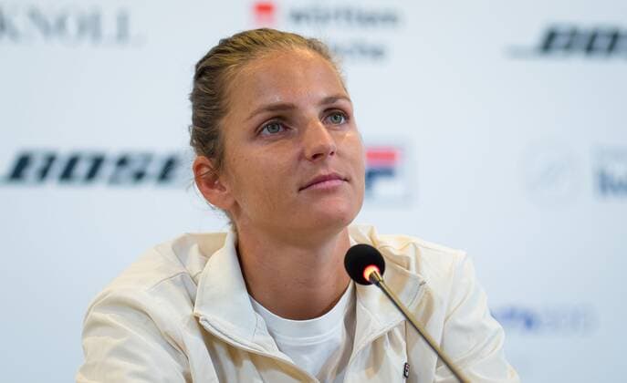 Mandatory Credit: Photo by Rob Prange Shutterstock (11864525ao) Karolina Pliskova of the Czech Republic talks to the media ahead of the 2021 Porsche Tennis Grand Prix WTA, Tennis Damen 500 tournament Porsche Tennis Grand Prix, Tennis, Stuttgart, Germany - 19 Apr 2021 Porsche Tennis Grand Prix, Tennis, Stuttgart, Germany - 19 Apr 2021  Copyright: xRobxPrange Shutterstockx 11864525ao