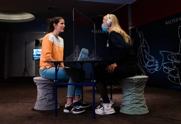 Mandatory Credit: Photo by Rob Prange Shutterstock (11864525cz) Julia Goerges of Germany & Anett Kontaveit of Estonia during a video shoot at the 2021 Porsche Tennis Grand Prix WTA, Tennis Damen 500 tournament Porsche Tennis Grand Prix, Tennis, Stuttgart, Germany - 19 Apr 2021 Porsche Tennis Grand Prix, Tennis, Stuttgart, Germany - 19 Apr 2021  Copyright: xRobxPrange Shutterstockx 11864525cz