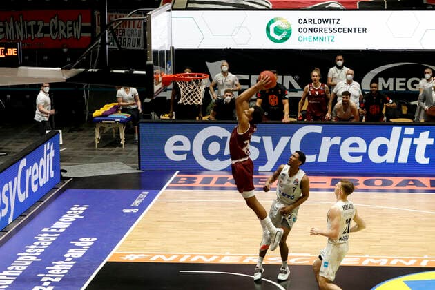 19.04.2021, easyCredit Basketball Bundesliga, BBL, Saison 2020 2021, Herren, Chemnitz Niners - Hamburg Towers George King, Niners Chemnitz Chemnitz Messe Chemnitz Sachsen Germany