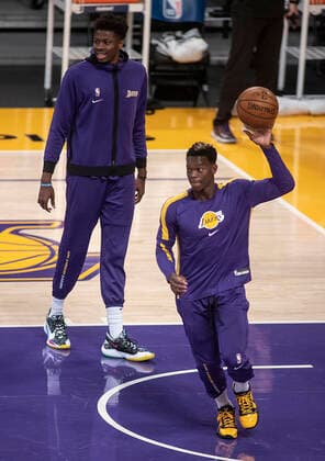 April 19, 2021, Los Angeles, California, USA: Dennis Schroder 17 of the Los Angeles Lakers during warmups prior to their regular season NBA, Basketball Herren, USA game with the Utah Jazz on Monday April 19, 2021 at the Staples Center in Los Angeles, California. Lakers lose to Jazz, 97-111. PI Los Angeles USA - ZUMAp124 20210419_zaa_p124_002 Copyright: xJAVIERxROJASx