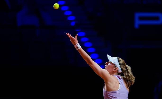 Mandatory Credit: Photo by Rob Prange Shutterstock (11864527e) Ekaterina Alexandrova of Russia in action during her first-round match at the 2021 Porsche Tennis Grand Prix WTA, Tennis Damen 500 tournament Porsche Tennis Grand Prix, Tennis, Stuttgart, Germany - 20 Apr 2021 Porsche Tennis Grand Prix, Tennis, Stuttgart, Germany - 20 Apr 2021  Copyright: xRobxPrange Shutterstockx 11864527e
