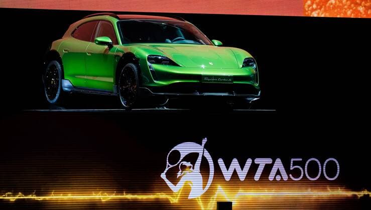 Mandatory Credit: Photo by Rob Prange Shutterstock (11864527ba) Porsch Taycan Turbo S Cross Turismo at the 2021 Porsche Tennis Grand Prix WTA, Tennis Damen 500 tournament Porsche Tennis Grand Prix, Tennis, Stuttgart, Germany - 20 Apr 2021 Porsche Tennis Grand Prix, Tennis, Stuttgart, Germany - 20 Apr 2021  Copyright: xRobxPrange Shutterstockx 11864527ba