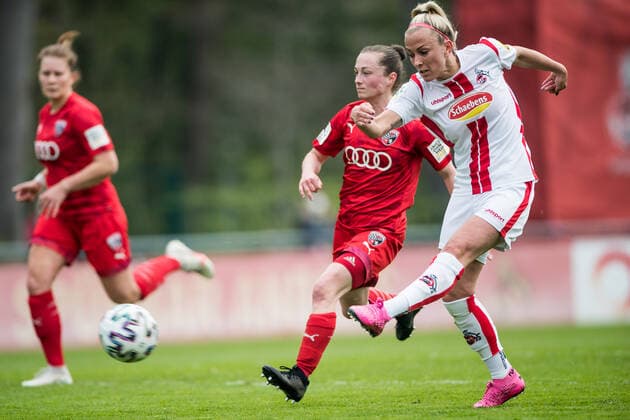 2. Frauen Fussball Bundesliga, 1. FC Koeln - FC Ingolstadt; 21.04.2021 Mandy Islacker ( 8, 1. FC Koeln) 2. Frauen Fussball Bundesliga, 1. FC Koeln - FC Ingolstadt, Koeln, Geissbockheim DFL REGULATIONS PROHIBIT ANY USE OF PHOTOGRAPHS AS IMAGE SEQUENCES AND OR QUASI-VIDEO. Copyright: xBEAUTIFULxSPORTS Wunderlx