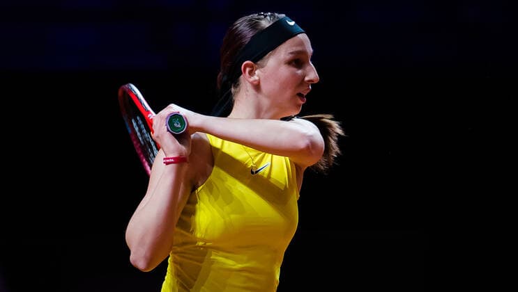 April 21, 2021, STUTTGART, GERMANY: Tamara Korpatsch of Germany in action during her first-round match at the 2021 Porsche Tennis Grand Prix WTA, Tennis Damen 500 tournament against Karolina Pliskova of the Czech Republic STUTTGART GERMANY - ZUMAa181 20210421_zaa_a181_026 Copyright: xRobxPrangex