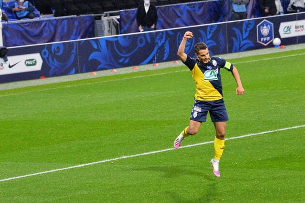 Joie de Wissam Ben Yedder (monaco) FOOTBALL : Olympique Lyonnais vs AS Monaco - 1 4 de finale de Coupe de France - 21 04 2021 FredericChambert Panoramic 