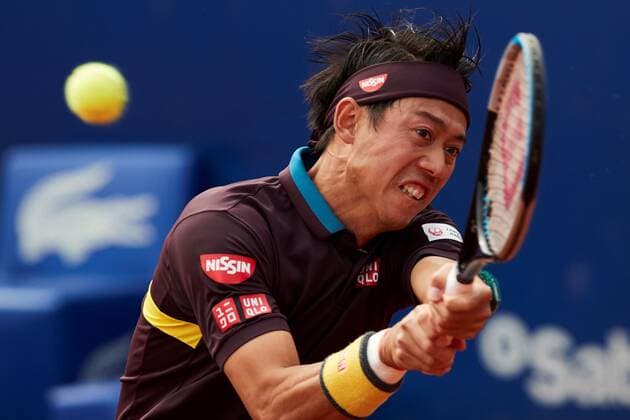 Japanese tennis player Kei Nishikori in action against Spanish tennis player Rafael Nadal during the Barcelona Open Banc Sabadell - Conde de Godo tournament round of 16 tennis match in Barcelona, Spain, 22 April 2021. Rafael Nadal vs Kei Nishikori !ACHTUNG: NUR REDAKTIONELLE NUTZUNG!  Copyright: xAlejandroxGarcíax GRAFCAT1898 20210422-637547157624016018