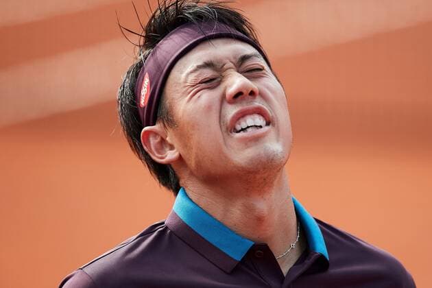 Japanese tennis player Kei Nishikori reacts against Spanish tennis player Rafael Nadal during the Barcelona Open Banc Sabadell - Conde de Godo tournament round of 16 tennis match in Barcelona, Spain, 22 April 2021. Rafael Nadal vs Kei Nishikori !ACHTUNG: NUR REDAKTIONELLE NUTZUNG!  Copyright: xAlejandroxGarcíax GRAFCAT1903 20210422-637547159094496315
