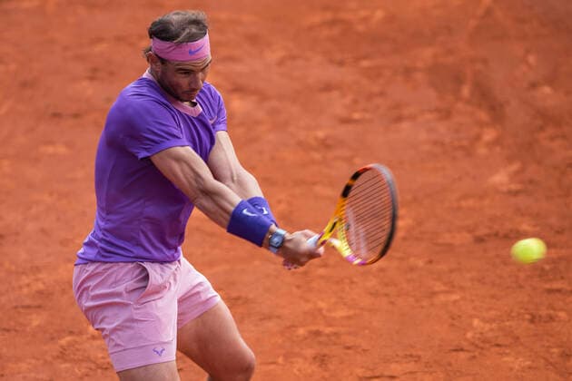 22nd April 2021; Real Club de Tennis, Barcelona, Catalonia, Spain; ATP, Tennis Herren Tour, Mens Singles, Barcelona Open Tennis; Rafael Nadal from SPAIN during Barcelona Open Banc Sabadell Trofeo Conde de God& xf3; as he beat Kei Nishikori from JAPAN  ActionPlus12282792 MarcxGonzalezxAloma