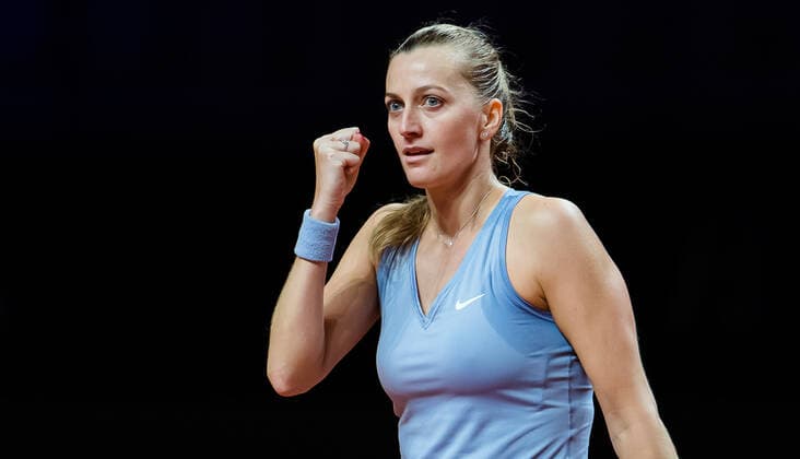 April 23, 2021, STUTTGART, GERMANY: Petra Kvitova of the Czech Republic in action during the quarter-finals at the 2021 Porsche Tennis Grand Prix WTA, Tennis Damen 500 tournament against Elina Svitolina of the Ukraine STUTTGART GERMANY - ZUMAa181 20210423_zaa_a181_061 Copyright: xRobxPrangex