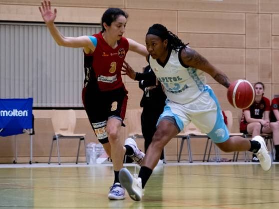Duesseldorf, Germany, April 24th during the Toyota 2. Basketball Bundesliga Nord between the Capitol Bascats Duesseldorf and RheinLand Lions at Wekita Sportarena in Duesseldorf Toyota 2. Basketball Bundesliga Nord - Capitol Bascats Duesseldo 