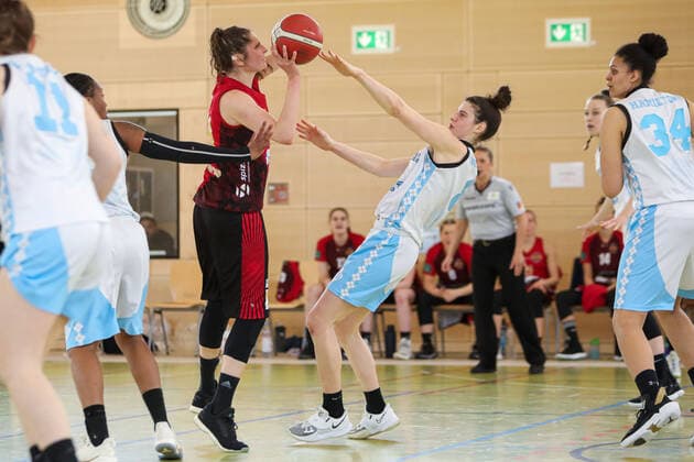 2. Damen Basketball Bundesliga Nord Capitol Bascats Duesseldorf gegen Rheinland Lions, 24.04.2021 Romy Baer ( 46 Rheinland Lions); 2. Damen Basketball Bundesliga Nord Capitol Bascats Duesseldorf gegen Rheinland Lions am 24.04.2021, Duesseldorf. Copyright: xBEAUTIFULxSPORTS KennyxBeelex