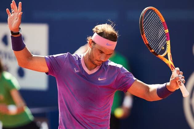Spanish tennis player Rafa Nadal in action against Spanish tennis player Pablo Carreno during the Barcelona Open Banc Sabadell - Conde de Godo tournament semifinal match in Barcelona, Spain, 24 April 2021. Rafa Nadal vs Pablo Carreno !ACHTUNG: NUR REDAKTIONELLE NUTZUNG!  Copyright: xAlejandroxGarcíax GRAF1514 20210424-637548853056021823