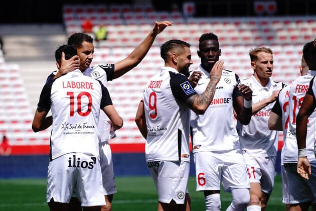 Joie - Gaetan Laborde (Montpellier FC) - Daniel Congre (Montpellier FC) FOOTBALL : OGC Nice vs Montpellier - Ligue 1 Uber Eats - Nice - 25 04 2021 NorbertScanella PanoramiC 