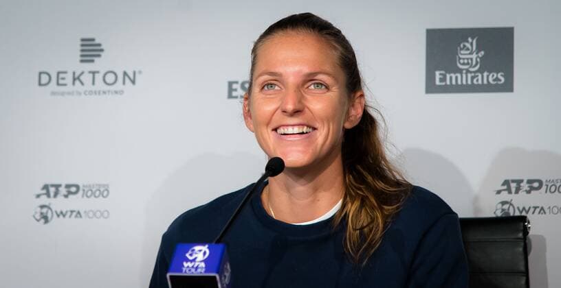 Mandatory Credit: Photo by Rob Prange Shutterstock (11876848l) Karolina Pliskova of the Czech Republic talks to the media ahead of the 2021 Mutua Madrid Open WTA, Tennis Damen 1000 tournament Mutua Madrid Open Qualifying, Tennis, La Caja Magica, Madrid, Spain - 27 Apr 2021 Mutua Madrid Open Qualifying, Tennis, La Caja Magica, Madrid, Spain - 27 Apr 2021  Copyright: xRobxPrange Shutterstockx 11876848l