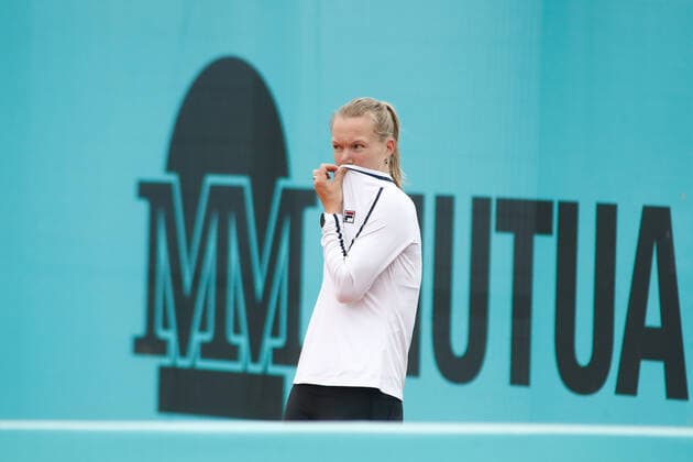 April 27, 2021, MADRID, MADRID, SPAIN: Kiki Bertens of The Netherlands gestures during the day one of the WTA, Tennis Damen 1000 - Mutua Madrid Open 2021 at La Caja Magica on April 27, 2021 in Madrid, Spain. MADRID SPAIN - ZUMAa181 20210427_zaa_a181_032 Copyright: xOscarxJ.xBarrosox