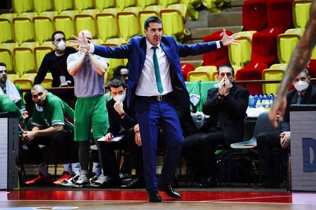 Dimitris Priftis (Coach de Unics Kazan) BASKETBALL : Monaco vs Unics Kazan - Finale Eurocoupe - Match 1 - Monaco - 27 04 2021 