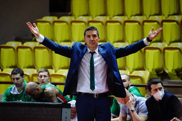 Dimitris Priftis (Coach de Unics Kazan) BASKETBALL : Monaco vs Unics Kazan - Finale Eurocoupe - Match 1 - Monaco - 27 04 2021 