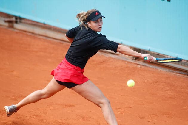 April 27, 2021, MADRID, MADRID, SPAIN: Anna Kalinskaya of Russia in action during his Women s Singles match against Irina-Camelia Begu of Romania on Qualify day one of the WTA, Tennis Damen 1000 - Mutua Madrid Open 2021 at La Caja Magica on April 27, 2021 in Madrid, Spain. MADRID SPAIN - ZUMAa181 20210427_zaa_a181_119 Copyright: xOscarxJ.xBarrosox