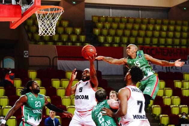 Sport Bilder des Tages BASKETBALL : Monaco vs Unics Kazan - Finale Eurocoupe - Match 1 - Monaco - 27 04 2021 Marcos Knight (AS Monaco) - Jamar Smith (Unics Kazan) Monaco Monaco