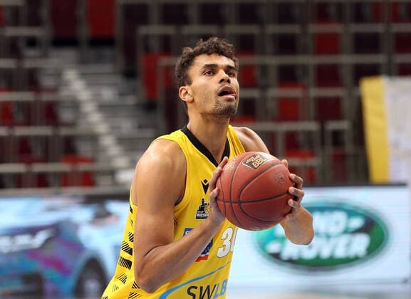 Oscar Da Silva (Riesen) . MHP Riesen Ludwigsburg vs. Skyliners Frankfurt . Basketball-Bundesliga 2020-2021. Ludwigsburg , GER, 27.04.2021,