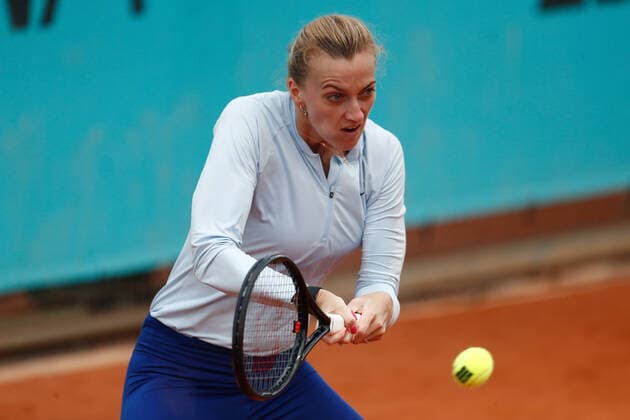 April 28, 2021, MADRID, MADRID, SPAIN: Petra Kvitova of Czech Republic in action during her practice for the WTA, Tennis Damen 1000 - Mutua Madrid Open 2021 at La Caja Magica on April 28, 2021 in Madrid, Spain. MADRID SPAIN - ZUMAa181 20210428_zaa_a181_025 Copyright: xOscarxJ.xBarrosox