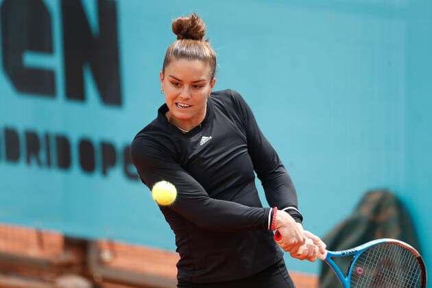April 28, 2021, MADRID, MADRID, SPAIN: Maria Sakkari of Greece in action during her practice for the WTA, Tennis Damen 1000 - Mutua Madrid Open 2021 at La Caja Magica on April 28, 2021 in Madrid, Spain. MADRID SPAIN - ZUMAa181 20210428_zaa_a181_037 Copyright: xOscarxJ.xBarrosox