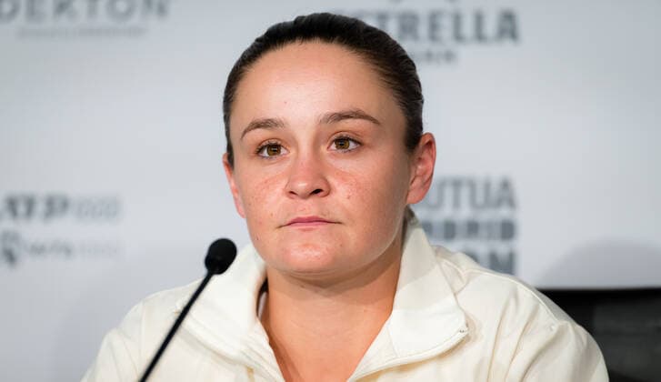 April 28, 2021, MADRID, MADRID, SPAIN: Ashleigh Barty of Australia talks to the media ahead of the 2021 Mutua Madrid Open WTA, Tennis Damen 1000 tournament MADRID SPAIN - ZUMAa181 20210428_zaa_a181_112 Copyright: xRobxPrangex