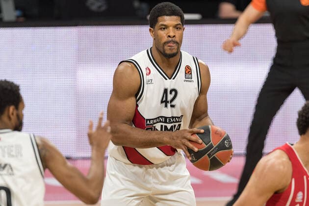 Basketball, Euroleague, day0}.04.2021, FC Bayern München - Armani Olimpia Mailand. Im Bild Kyle HINES (Armani Olimpia Mailand, 42). München Audi Dome Bayern Deutschland Copyright: Passion2Press.dex xMarkusxFischerx