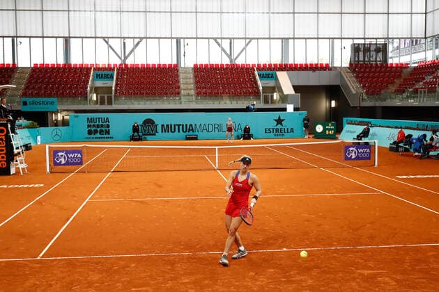 April 29, 2021, MADRID, MADRID, SPAIN: Angelique Kerber of Germany in action during her Women s Singles match against Marketa Vondrousova of Czech Republic during the WTA, Tennis Damen 1000 - Mutua Madrid Open 2021 at La Caja Magica on April 29, 2021 in Madrid, Spain. MADRID SPAIN - ZUMAa181 20210429_zaa_a181_073 Copyright: xOscarxJ.xBarrosox
