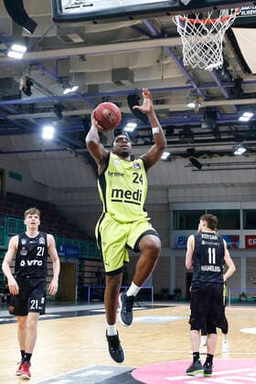 31. Spieltag der easyCredit BBL Basketball Bundesliga am 29.April 2021in der Oberfrankenhalle in Bayreuth Bayern Deutschland Saison 2020-2021 Medi Bayreuth gegen Basketball Hamburg Towers Frank Bartley (Medi Bayreuth 24)
