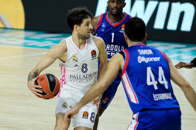 April 29, 2021, MADRID, MADRID, SPAIN: Nicolas Laprovittola of Real Madrid in action during the 2020 2021 Turkish Airlines Euroleague Play Off Game 4 between Real Madrid and Anadolu Efes Istanbul at WiZink Center on April 29, 2021 in Madrid, Spain. MADRID SPAIN - ZUMAa181 20210429_zaa_a181_288 Copyright: xIrinaxR.xHipolitox