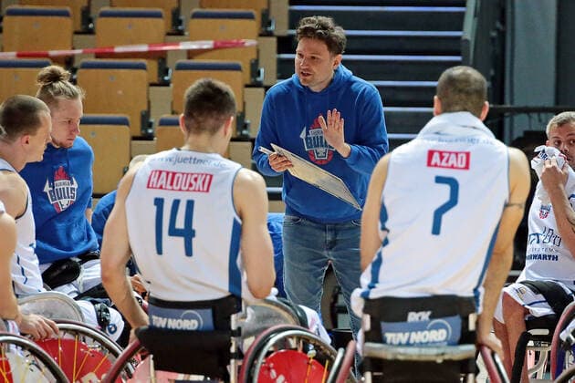 30.04.2021, xovx, Rollstuhlbasketball Champions Cup 2021, RSB Thuringia Bulls - Baskets 96 Rahden Trainer Michael Engel (RSB Thuringa Bulls) Wetzlar Rittal-Arena Hessen Deutschland (DE)