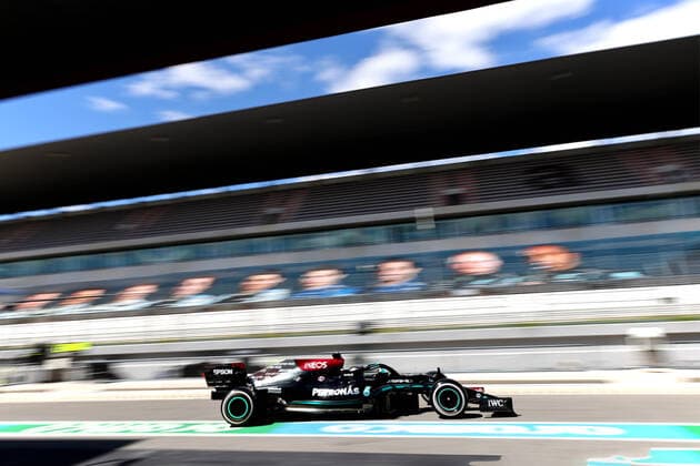 F1 Grand Prix of Portugal 44 Lewis Hamilton (GBR, Mercedes-AMG Petronas F1 Team), F1 Grand Prix of Portugal at Autodromo Internacional do Algarve on April 30, 2021 in Portimao, Portugal. (Photo by Steve Etherington for Mercedes-Benz Grand Prix Ltd. Daimler AG FIA Pool via HOCH ZWEI) Portimao Portugal Poolfoto HOCH ZWEI Pool Daimler AG ,EDITORIAL USE ONLY