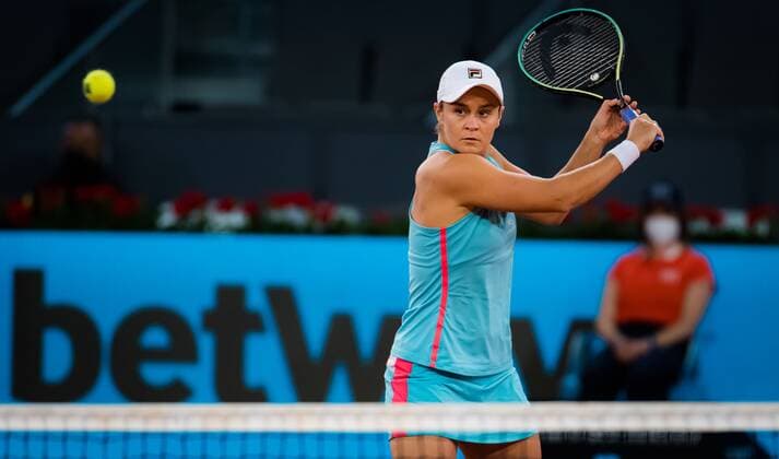 Mandatory Credit: Photo by Rob Prange Shutterstock (11876063e) Ashleigh Barty of Australia in action during her second round match at the 2021 Mutua Madrid Open WTA, Tennis Damen 1000 tournament Mutua Madrid Open, Tennis, La Caja Magica, Madrid, Spain - 01 May 2021 Mutua Madrid Open, Tennis, La Caja Magica, Madrid, Spain - 01 May 2021  Copyright: xRobxPrange Shutterstockx 11876063e
