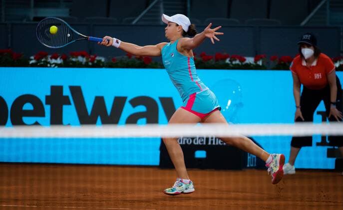 Mandatory Credit: Photo by Rob Prange Shutterstock (11876063h) Ashleigh Barty of Australia in action during her second round match at the 2021 Mutua Madrid Open WTA, Tennis Damen 1000 tournament Mutua Madrid Open, Tennis, La Caja Magica, Madrid, Spain - 01 May 2021 Mutua Madrid Open, Tennis, La Caja Magica, Madrid, Spain - 01 May 2021  Copyright: xRobxPrange Shutterstockx 11876063h