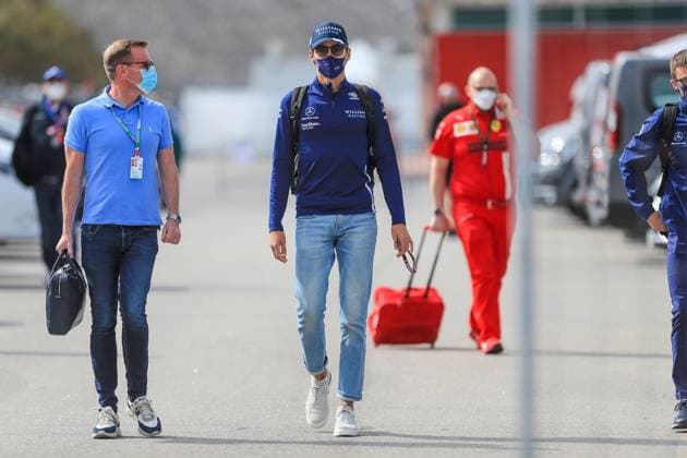 Portuguese Grand Prix, 01 05 2021. George Russell (GBR), Williams FW43B ARRIVES AT the Formula 1 Heineken Grande Premio De Portugal 2021 at the Algarve International Circuit, Portimao, Portugal on 1 May 2021 Portimao Algarve International Circuit Portimao Portugal Editorial use only , Copyright: xPhilxDuncanx PSI-12617-0006