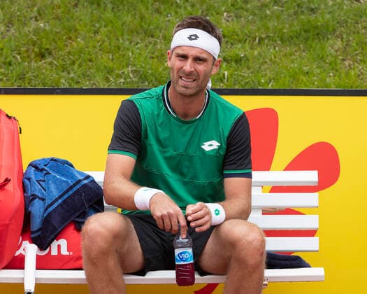Norbert Gombos (SVK) sitzt auf der Bank waehrend der Spielpause Copyright: xJuergenxHasenkopfx