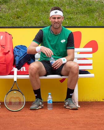 Norbert Gombos (SVK) sitzt auf der Bank waehrend der Spielpause Copyright: xJuergenxHasenkopfx