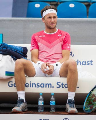 Casper Ruud sitzt auf der Bank waehrend der Spielpause Tennis - BMW Open 2021 - ATP, Tennis Herren - MTTC Iphitos - Munich - - Germany - 1 May 2021. Copyright: xJuergenxHasenkopfx