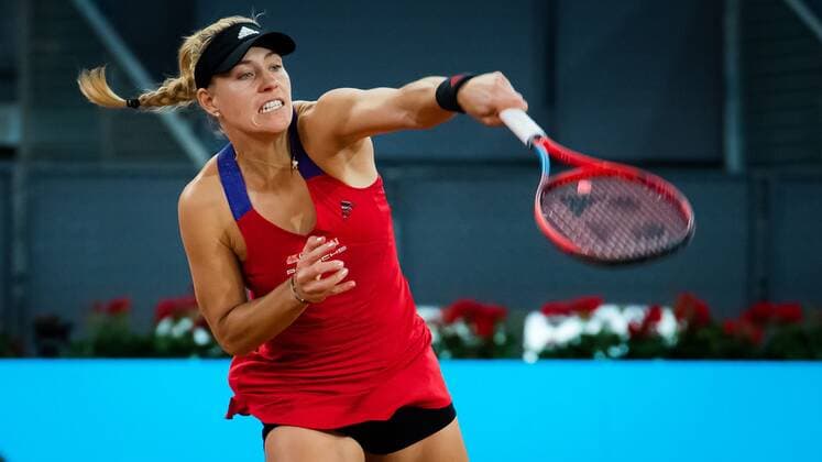 Mandatory Credit: Photo by Rob Prange Shutterstock (11876063aq) Angelique Kerber of Germany in action during her second-round match at the 2021 Mutua Madrid Open WTA, Tennis Damen 1000 tournament Mutua Madrid Open, Tennis, La Caja Magica, Madrid, Spain - 01 May 2021 Mutua Madrid Open, Tennis, La Caja Magica, Madrid, Spain - 01 May 2021  Copyright: xRobxPrange Shutterstockx 11876063aq