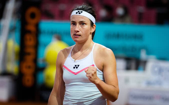 May 1, 2021, MADRID, MADRID, SPAIN: Anastasija Sevastova of Latvia in action during her second-round match at the 2021 Mutua Madrid Open WTA, Tennis Damen 1000 tournament against Johanna Konta of Great Britain MADRID SPAIN - ZUMAa181 20210501_zaa_a181_192 Copyright: xRobxPrangex