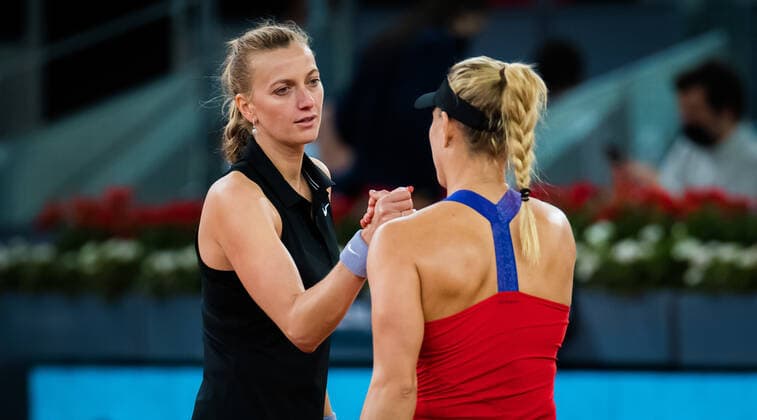 May 1, 2021, MADRID, MADRID, SPAIN: Petra Kvitova of the Czech Republic in action during her second-round match at the 2021 Mutua Madrid Open WTA, Tennis Damen 1000 tournament MADRID SPAIN - ZUMAa181 20210501_zaa_a181_216 Copyright: xRobxPrangex