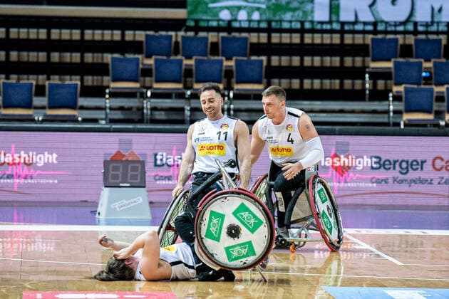 Champions Cup 2021; RSV Lahn-Dill - CD Ilunion Madrid Annabel Breuer (RSV Lahn-Dill, 12), Dominik Mosler (RSV Lahn-Dill, 4). Steve Serio (RSV Lahn-Dill, 11), Champions Cup 2021; RSV Lahn-Dill - CD Ilunion Madrid 01.05.2021; Rittal Arena, Wetzlar (Hessen) Copyright: xBEAUTIFULxSPORTS Roeczeyx