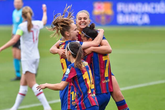May 2, 2021, Barcelona, Spain: Lieke Martens of FC Barcelona, Barca celebrate a goal during the UEFA Champions League Women semifinal second leg match between FC Barcelona and PSG at Johan Cruyff Stadium in Barcelona, Spain. Barcelona Spain - ZUMAd159 0117041813st Copyright: xGerardxFrancox