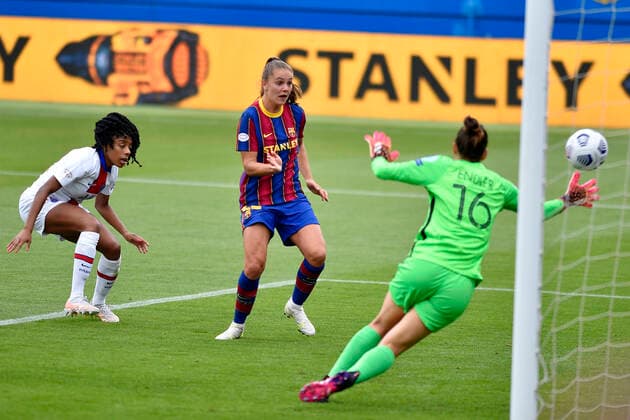 May 2, 2021, Barcelona, Spain: Lieke Martens of FC Barcelona, Barca score a goal during the UEFA Champions League Women semifinal second leg match between FC Barcelona and PSG at Johan Cruyff Stadium in Barcelona, Spain. Barcelona Spain - ZUMAd159 0117041844st Copyright: xGerardxFrancox