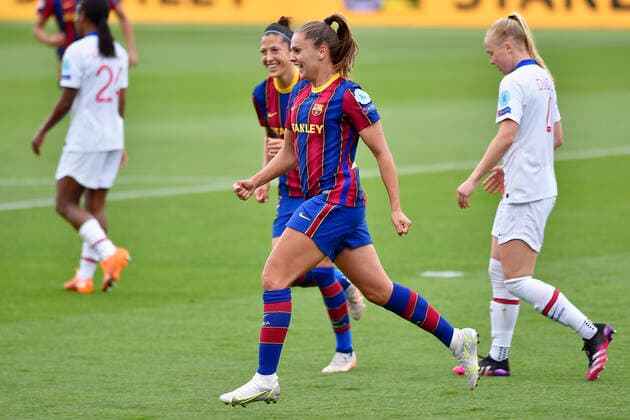 May 2, 2021, Barcelona, Spain: Lieke Martens of FC Barcelona, Barca celebrate a goal during the UEFA Champions League Women semifinal second leg match between FC Barcelona and PSG at Johan Cruyff Stadium in Barcelona, Spain. Barcelona Spain - ZUMAd159 0117041858st Copyright: xGerardxFrancox
