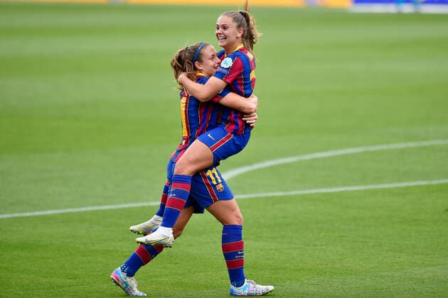 May 2, 2021, Barcelona, Spain: Lieke Martens of FC Barcelona, Barca celebrate a goal during the UEFA Champions League Women semifinal second leg match between FC Barcelona and PSG at Johan Cruyff Stadium in Barcelona, Spain. Barcelona Spain - ZUMAd159 0117041864st Copyright: xGerardxFrancox
